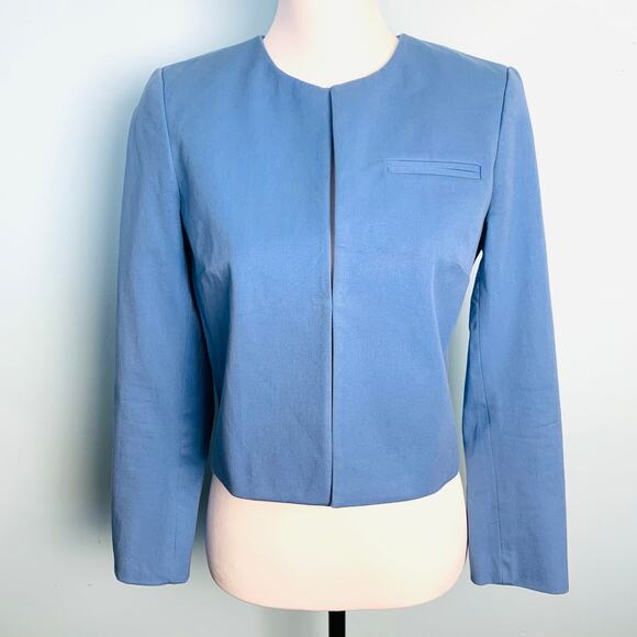 J. Crew 365 Cropped Collarless Jacket In Bi-Stretch Cotton Size 2 - Picture 2 of 8